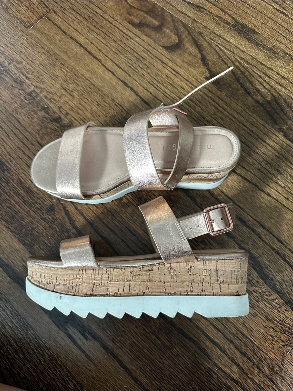 Madden Girl Rose Gold Cork Platform Sandals